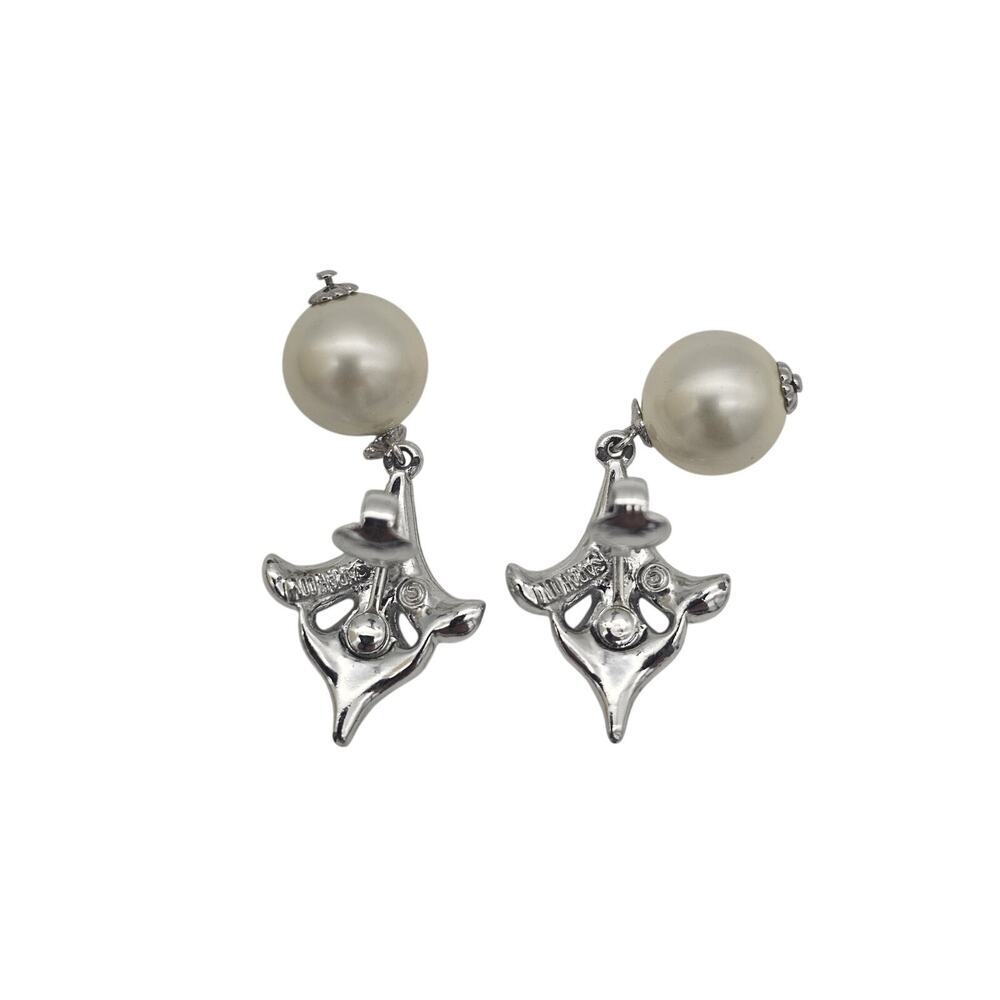 2 Pairs VTG Sarah Coventry Silver Toned Faux Pearl Clip On Earrings - Picture 11 of 16